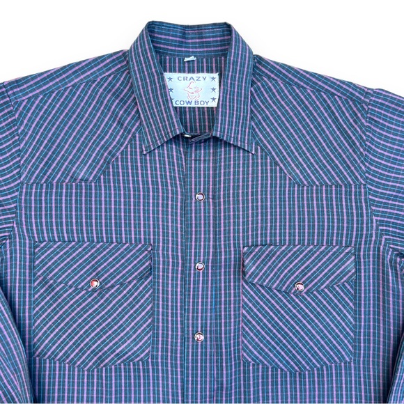 Mens Early Y2K Crazy Cowboy Pearl Snap Western Shirt size Medium - Picture 7 of 13